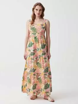 Длинное ярусное платье с принтом и бантом Ovs, цвет pink/green