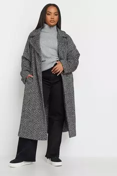 Длинное шерстяное пальто без подкладки Yours Curve, серый