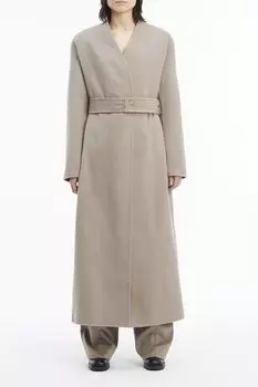 Длинное шерстяное пальто с заостренными концами Calvin Klein, коричневый