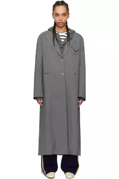 Длинное шерстяное пальто в полоску Cordera, серый