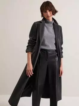 Длинное шерстяное пальто в тонкую полоску от лидии Phase Eight, серый