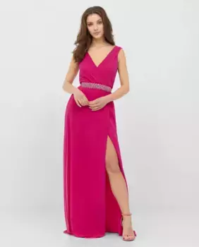 Длинное шифоновое платье без бретелек Veneno en la piel, розовый