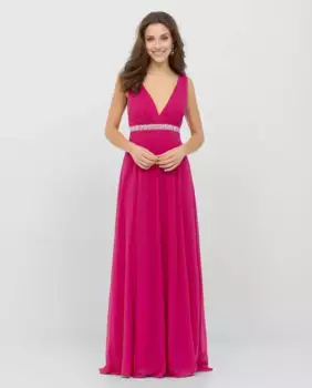 Длинное шифоновое платье и расклешенная юбка Veneno en la piel, розовый