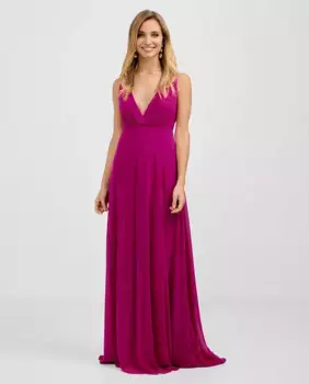 Длинное шифоновое платье и расклешенная юбка Veneno en la piel, цвет Fucsia