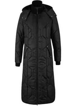Длинное стеганое пальто с ромбовидной стежкой Bpc Bonprix Collection, черный