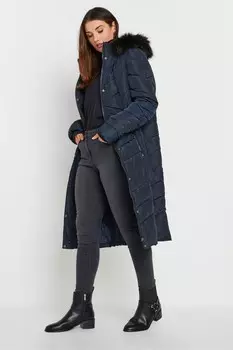 Длинное стеганое пальто с шевронным узором Long Tall Sally, синий