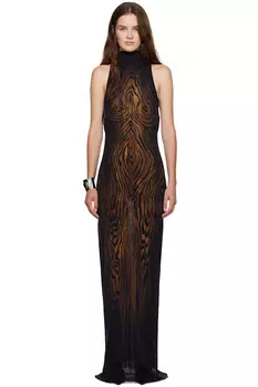 Длинное струящееся платье макси из дерева Jean Paul Gaultier, черный