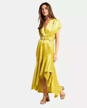 Длинное струящееся платье с фактурой Alma en Pena, зеленый