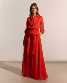 Длинное струящееся платье Woman Fiesta El Corte Ingls, коралловый