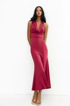 Длинное струящееся платье ZARA, цвет Raspberry