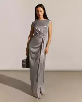 Длинное трикотажное платье без рукавов Woman Fiesta El Corte Ingls, серебрянный