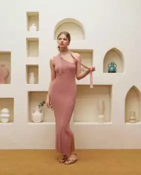 Длинное трикотажное платье с люрексом Green Coast, цвет Malva