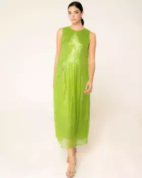 Длинное вечернее платье без рукавов с пайетками Niza, зеленый