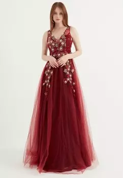Длинное вечернее платье из тюля Herita, бургундия