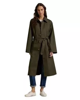 Длинное водонепроницаемое твиловое пальто Lauren Ralph Lauren, зеленый