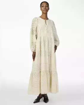 Длинное вышитое платье Yas, цвет Crudo