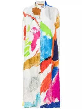 Длинное жатое платье-рубашка Daniela Gregis, белый