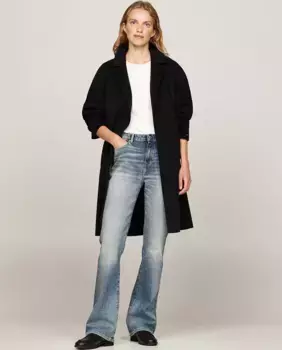 Длинное женское пальто с поясом Tommy Hilfiger, черный