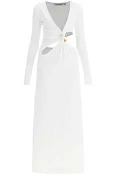 Длинное женское платье Christopher Esber с вырезами и камнями, белый
