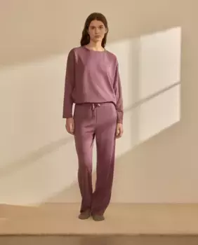 Длинные атласные брюки, расположенные сбоку nfasis, цвет Ciruela