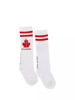 Длинные белые детские носки унисекс с логотипом Dsquared