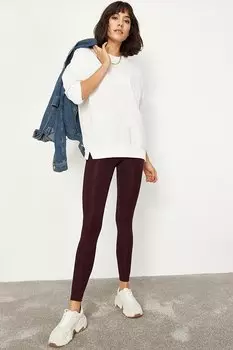 Длинные блестящие леггинсы для дискотеки с поясом для фитнеса SHADE, слива