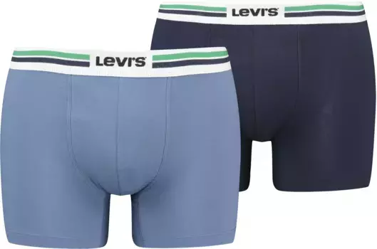 Длинные боксеры Levi's (2 шт.), с тканым поясом с логотипом, синий