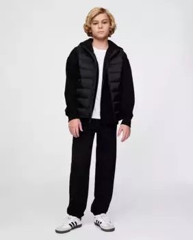 Длинные брюки из хлопка, эластичный пояс со шнурками для мальчиков Gap, чёрный