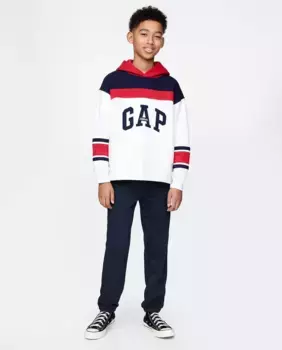 Длинные брюки из хлопка, эластичный пояс со шнурками для мальчиков Gap, тёмно-синий