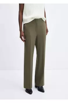 Длинные брюки прямого кроя Mango, зеленый