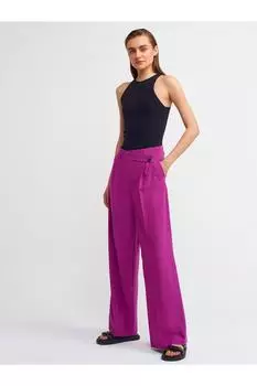 Длинные брюки с асимметричной талией-фуксия Dilvin, розовый