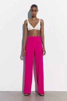 Длинные брюки ZARA, неон фуксия