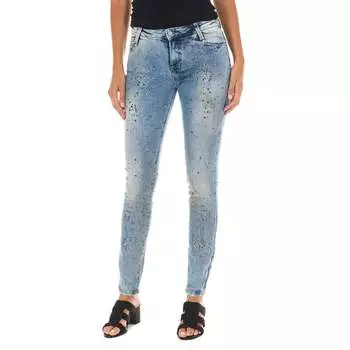 Длинные джинсовые брюки с узким краем 10db50283 с эффектом потертости Met, синий