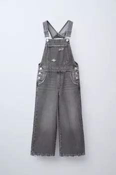 Длинные джинсовые комбинезоны ZARA, серый