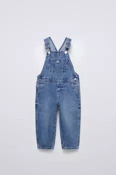 Длинные джинсовые комбинезоны ZARA, синий