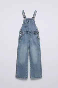 Длинные джинсовые комбинезоны ZARA, синий
