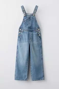 Длинные джинсовые комбинезоны ZARA, синий