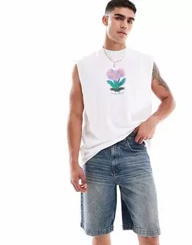 Длинные джинсовые шорты ASOS DESIGN в цвете полувыбеленный синий