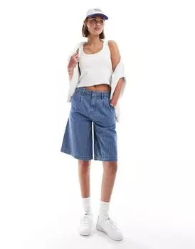 Длинные джинсовые шорты средней длины в тонкую полоску ASOS DESIGN — часть комплекта