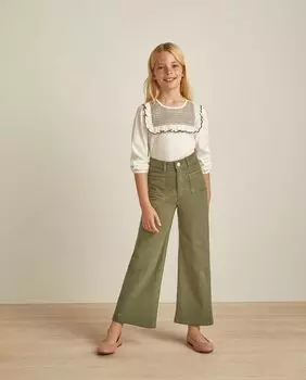 Длинные джинсы для девочки с широкими штанинами Coconut El Corte Ingls, зеленый