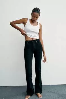 Длинные джинсы trf со средней посадкой ZARA, черный