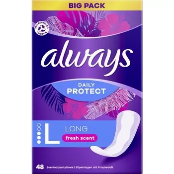 Длинные ежедневные прокладки Daily Protect со свежим ароматом Big Pack Always, 48 шт.