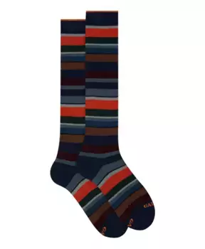 Длинные хлопковые носки в полоску Gallo, мультиколор
