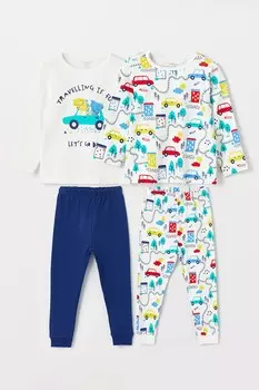 Длинные хлопковые пижамы, 2 пары Lc Waikiki, мультиколор
