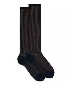 Длинные итальянские хлопковые носки с двумя ребристыми краями Gallo, мультиколор