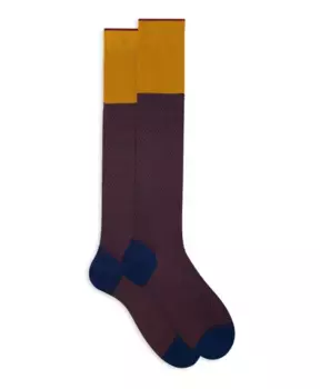 Длинные итальянские хлопковые носки с голубым бриллиантом Gallo, мультиколор