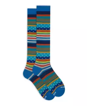 Длинные итальянские хлопковые носки в полоску в горошек Gallo, мультиколор