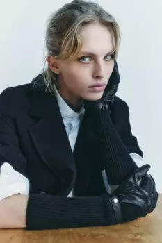 Длинные контрастные перчатки ZARA, черный