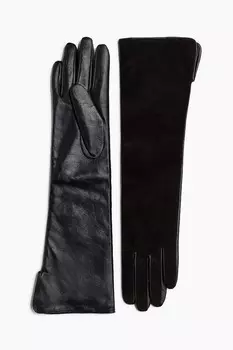 Длинные кожаные перчатки H&M, черный