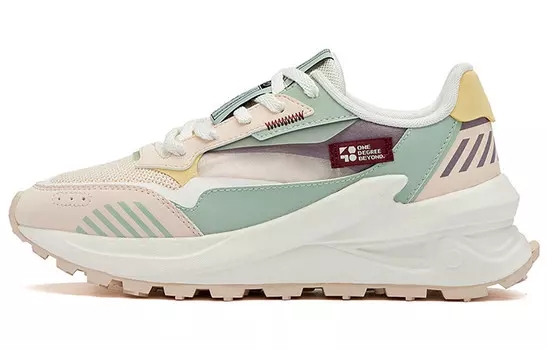 Длинные кроссовки для женщин с низким верхом, цвет огурец/розовый/слоновая кость 361°